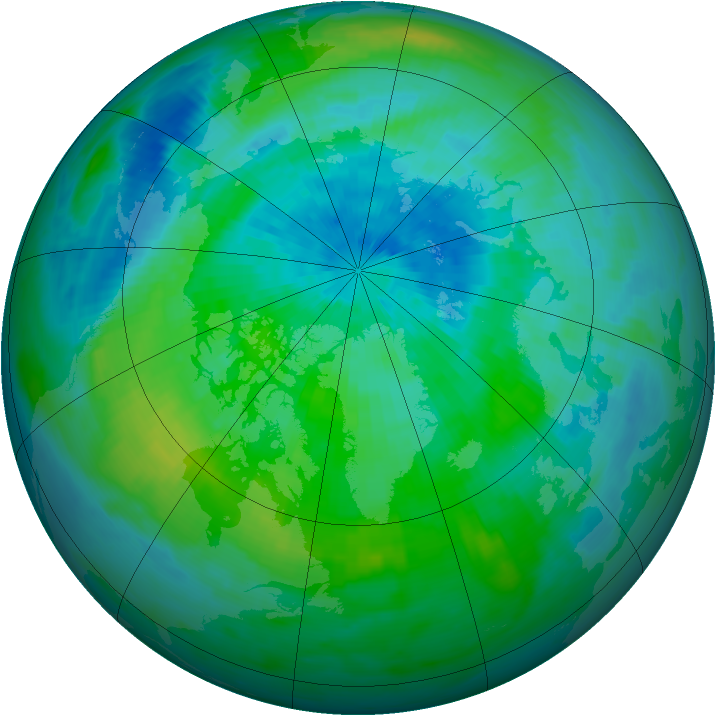 Arctic ozone map for 16 September 1992